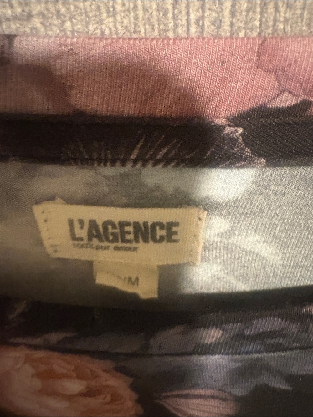 L'AGENCE Black Floral Crewneck Sweater with Pink & Blue Blooms - Picture 6 of 7